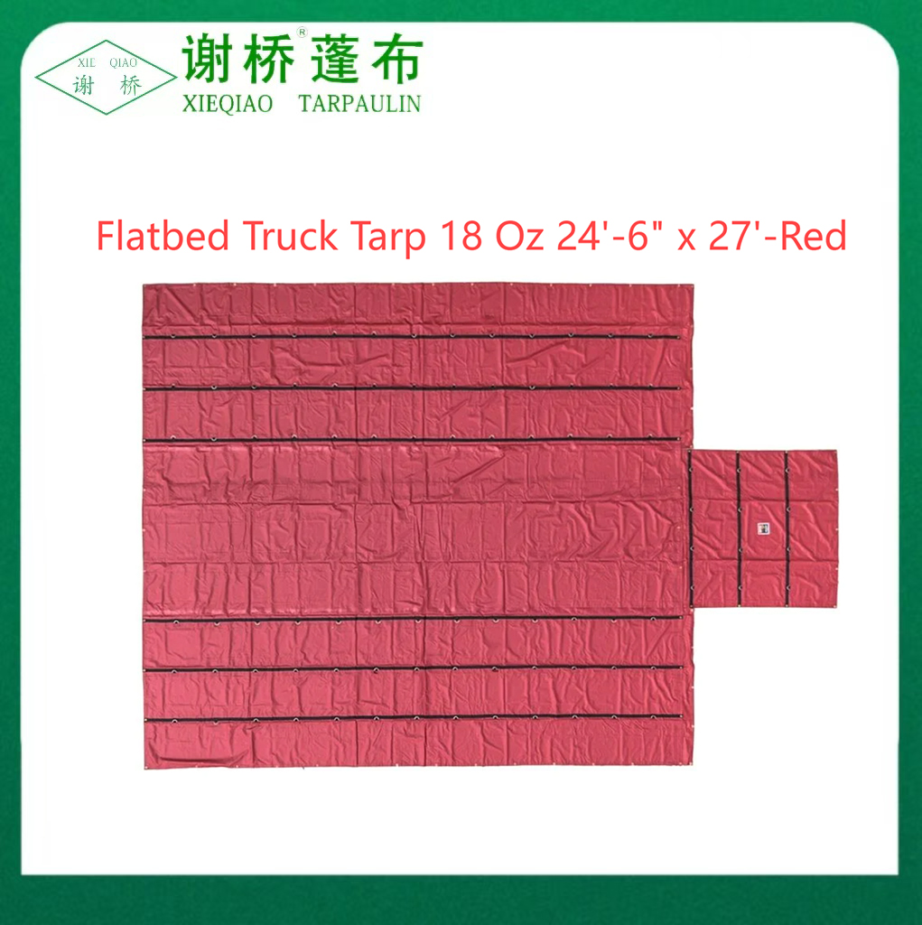 18オンスのフラットベッドトラックTARP 24 "-6" "x27"（8 "ドロップ） - レッド
